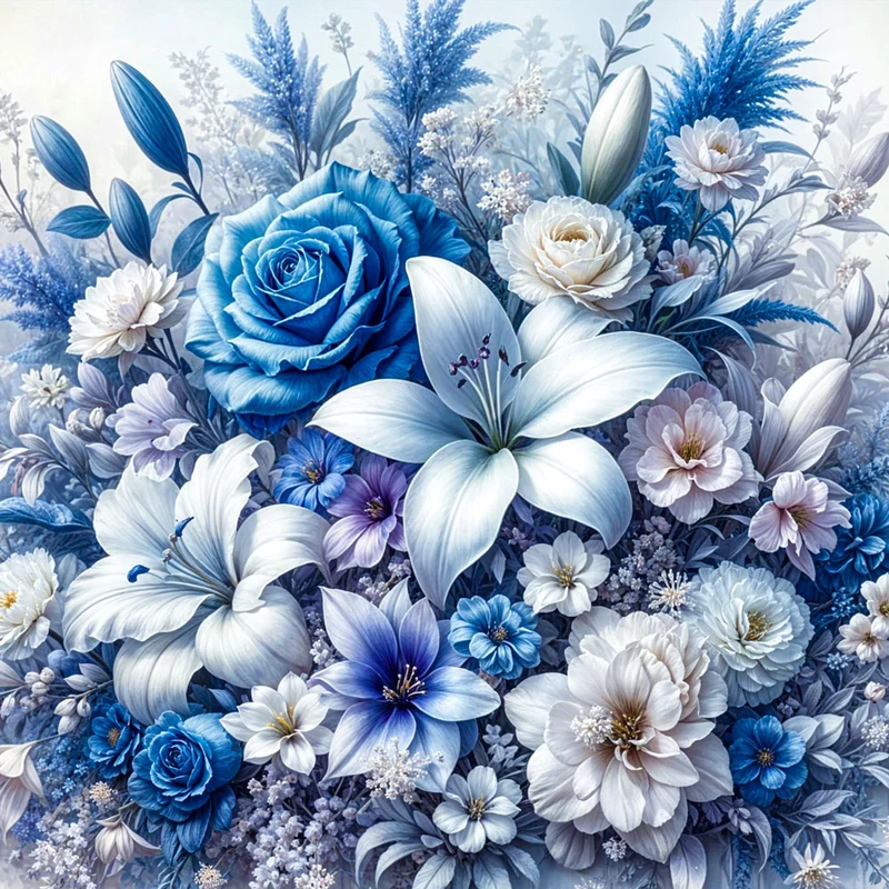 5D Diamond Painting – Eiskristall-Blüten
