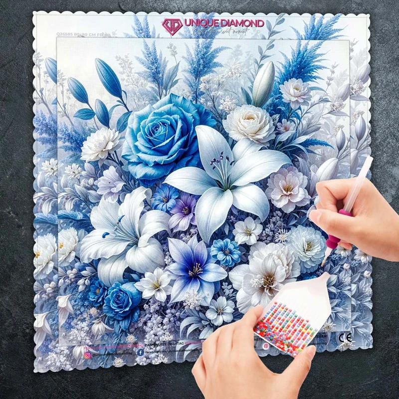 5D Diamond Painting – Eiskristall-Blüten