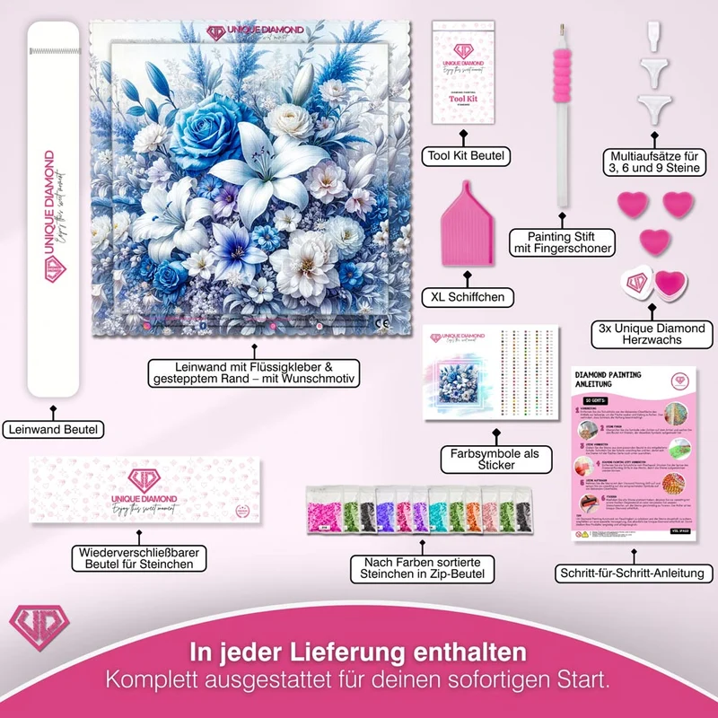 5D Diamond Painting – Eiskristall-Blüten