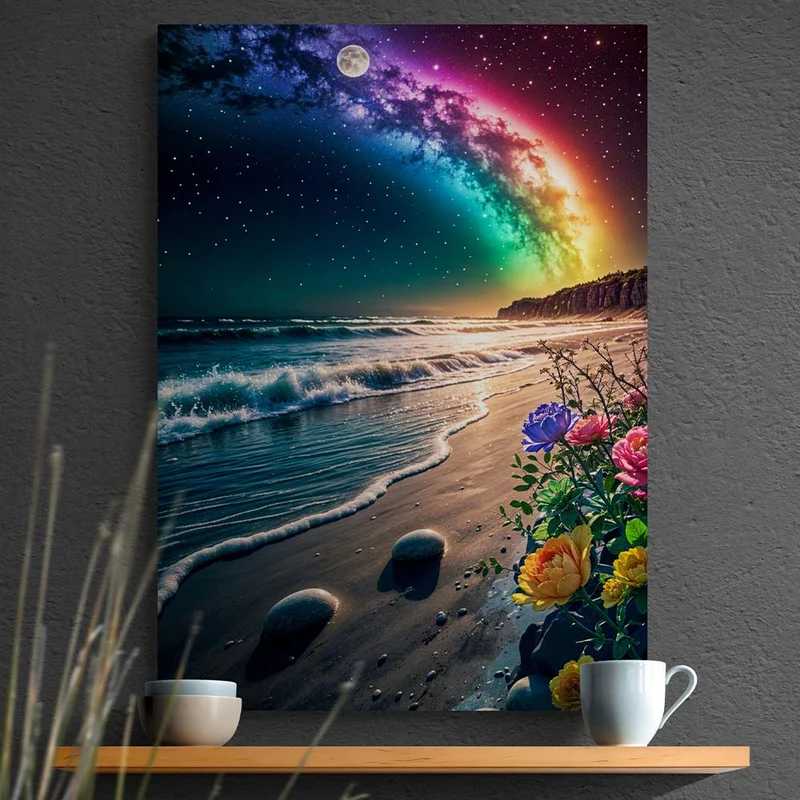 5D Diamond Painting – Sternenhimmel am Meeresufer