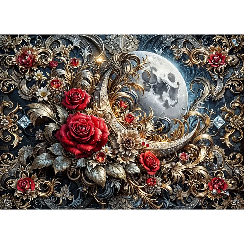 5D Diamond Painting – Mondblüte in Gold