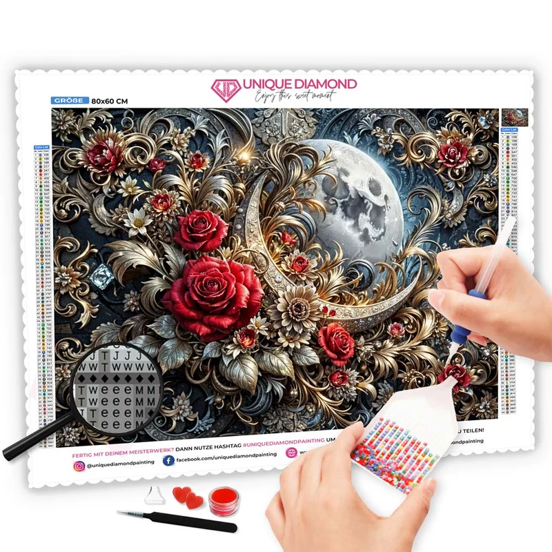 5D Diamond Painting – Mondblüte in Gold
