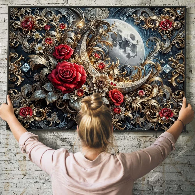 5D Diamond Painting – Mondblüte in Gold