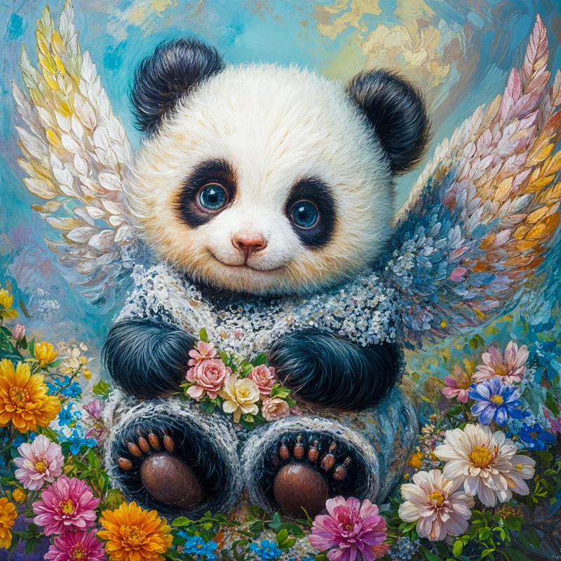 5D Diamond Painting - Blumiger Pandawächter