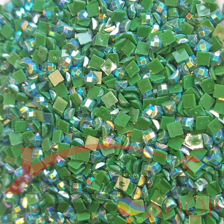 DMC 904 Parrot Green VY DK - eckige Steine - Aurora Borealis (AB) - Diamond Painting