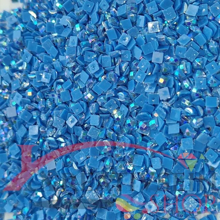 DMC 826 Blue MED - eckige Steine - Aurora Borealis (AB) - Diamond Painting