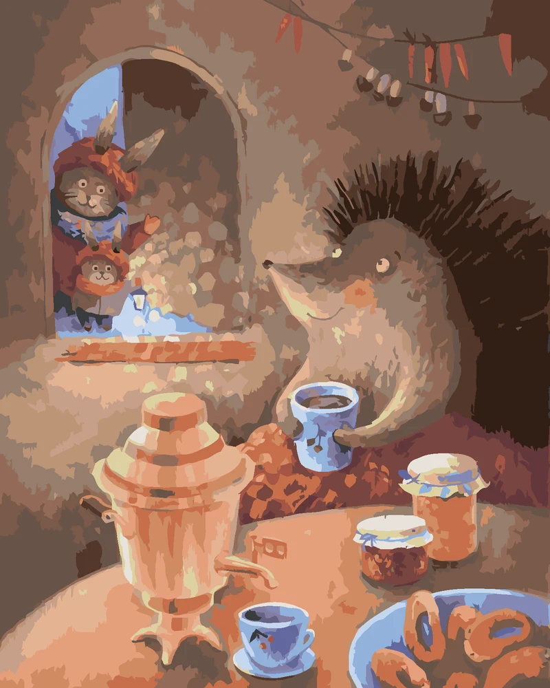 Diamond painting - DER HASE KAM, UM DEN IGEL ZU SEHEN