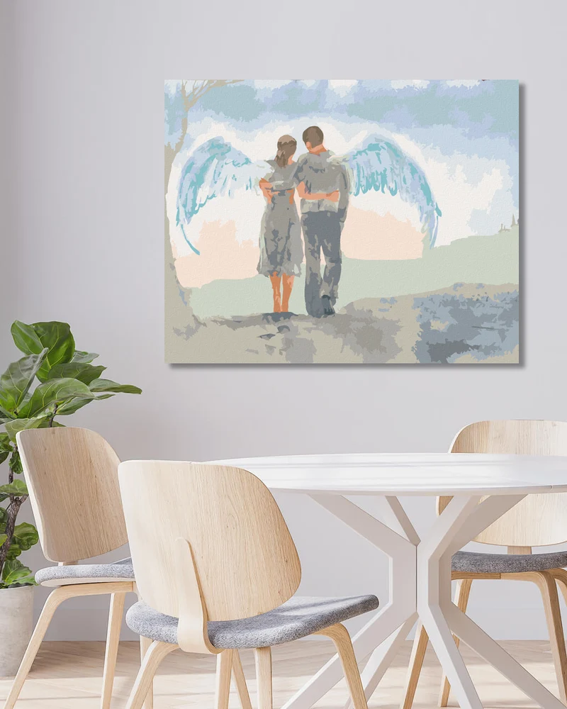 Diamond painting - FRAU MIT MANN UND FLÜGELN