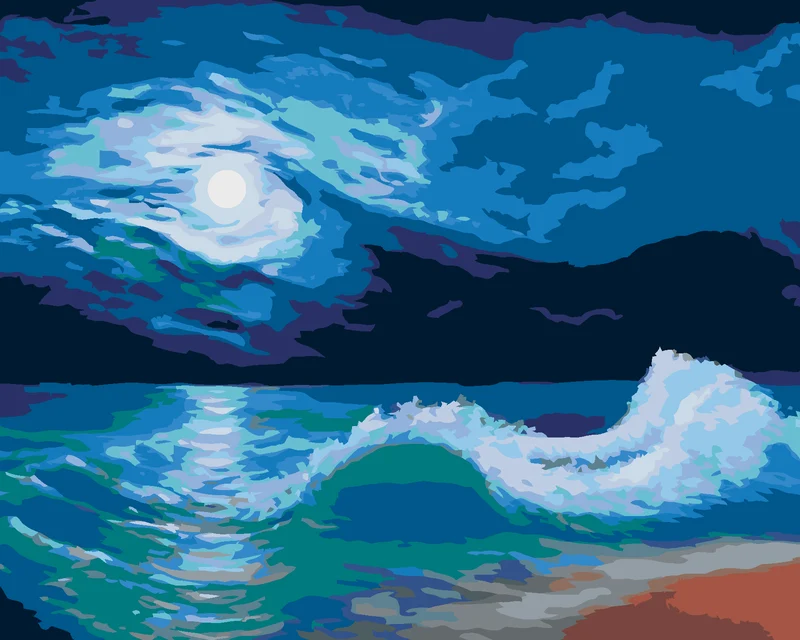 Diamond painting - MEERESLANDSCHAFT MIT MONDLICHT