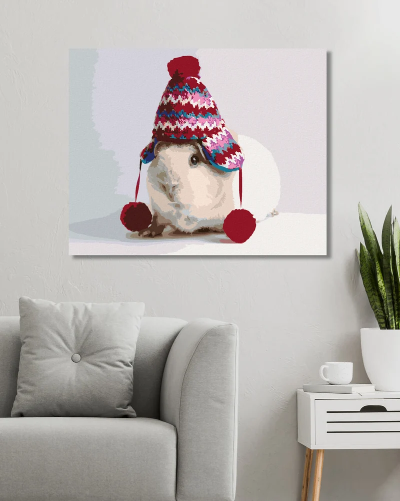Diamond painting - MEERSCHWEINCHEN MIT WEIHNACHTSMÜTZE