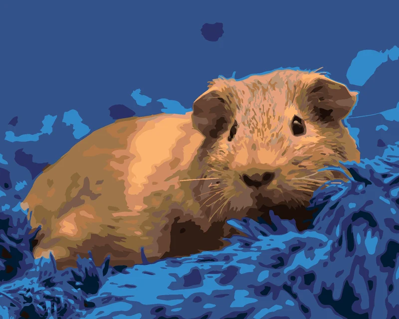 Diamond painting - MEERSCHWEINCHEN AUF EINEM BLAUEN TEPPICH