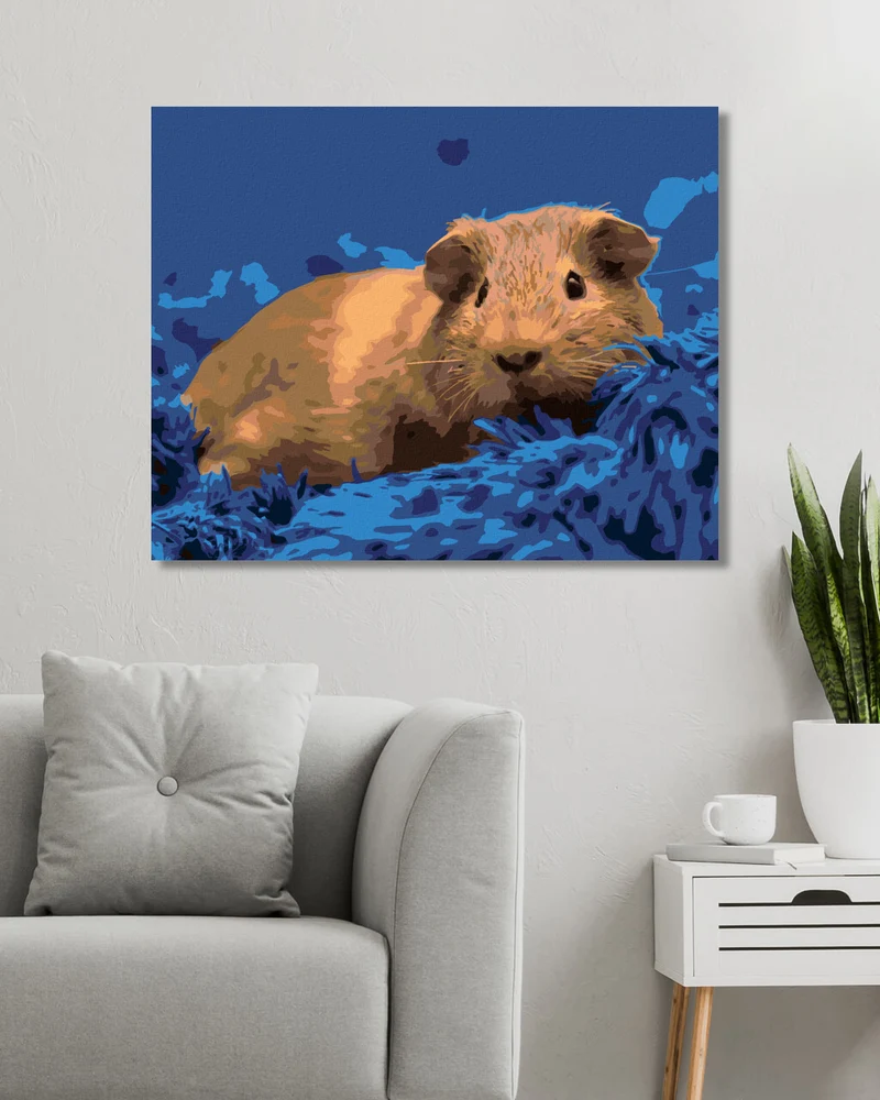 Diamond painting - MEERSCHWEINCHEN AUF EINEM BLAUEN TEPPICH