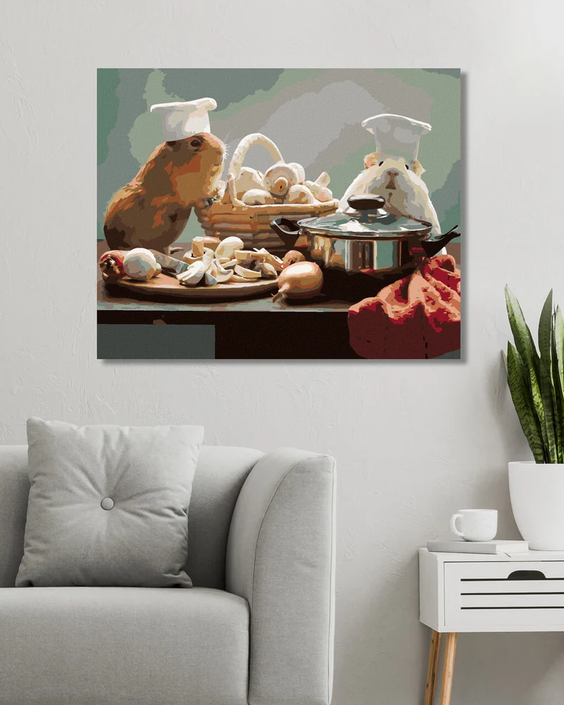 Diamond painting - MEERSCHWEINCHEN KOCHEN MITTAGESSEN