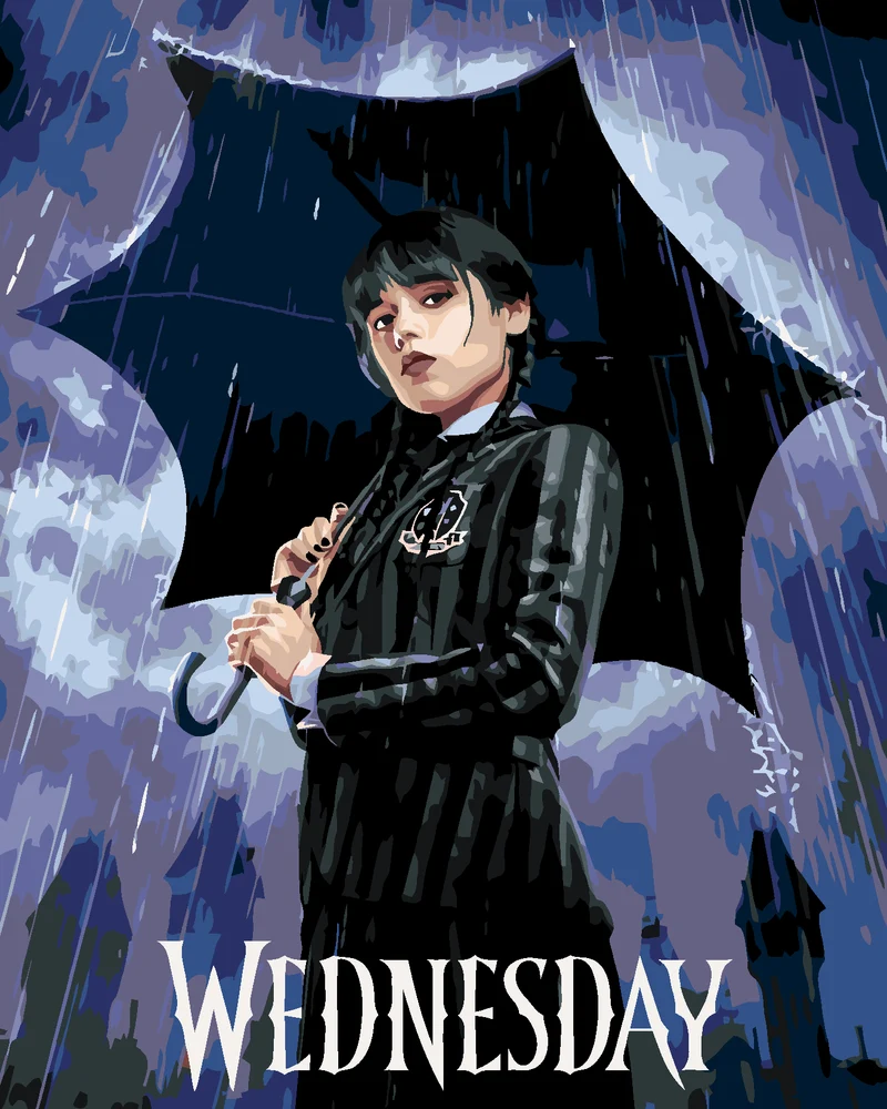Diamond painting - WEDNESDAY ADDAMS AUF DEM PLAKAT