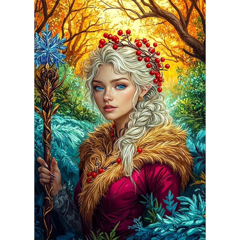 5D Diamond Painting - Waldelfenprinzessin in Herbstlandschaft