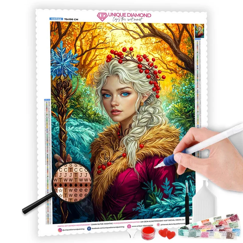 5D Diamond Painting - Waldelfenprinzessin in Herbstlandschaft