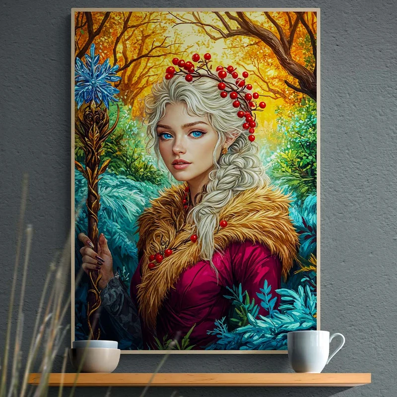 5D Diamond Painting - Waldelfenprinzessin in Herbstlandschaft