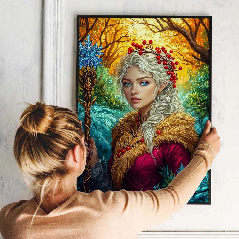 5D Diamond Painting - Waldelfenprinzessin in Herbstlandschaft