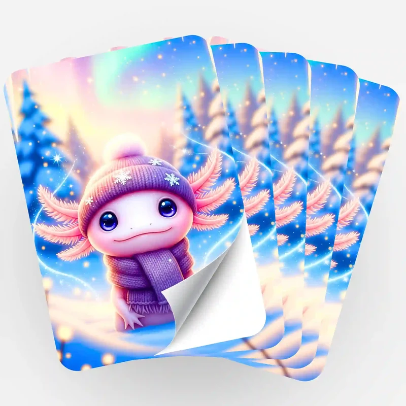Aufkleber 5er-Set - Axolotl im Urlaub