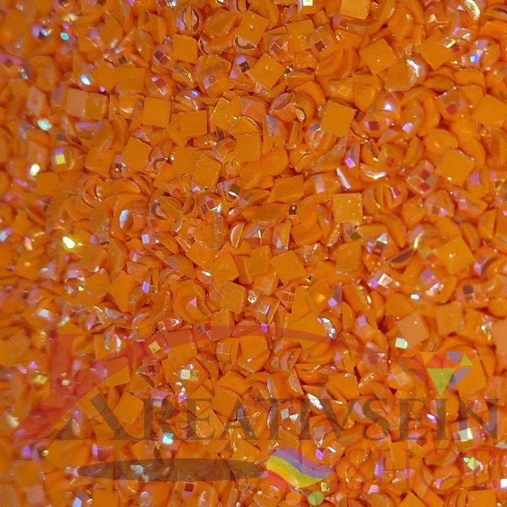 DMC 740 Tangerine- eckige Steine - Aurora Borealis (AB) - Diamond Painting