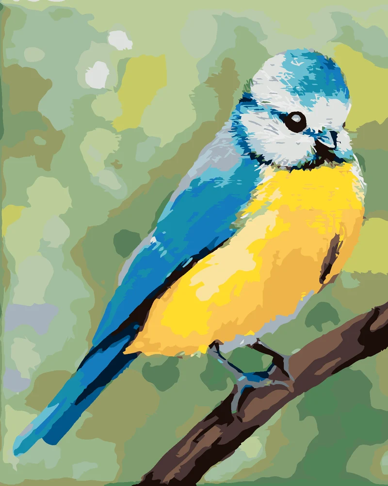 Diamond painting - BLAUER VÖGELCHEN AUF EINEM ZWEIG SITZEND(MYROSLAVA VOLOSCHUK)