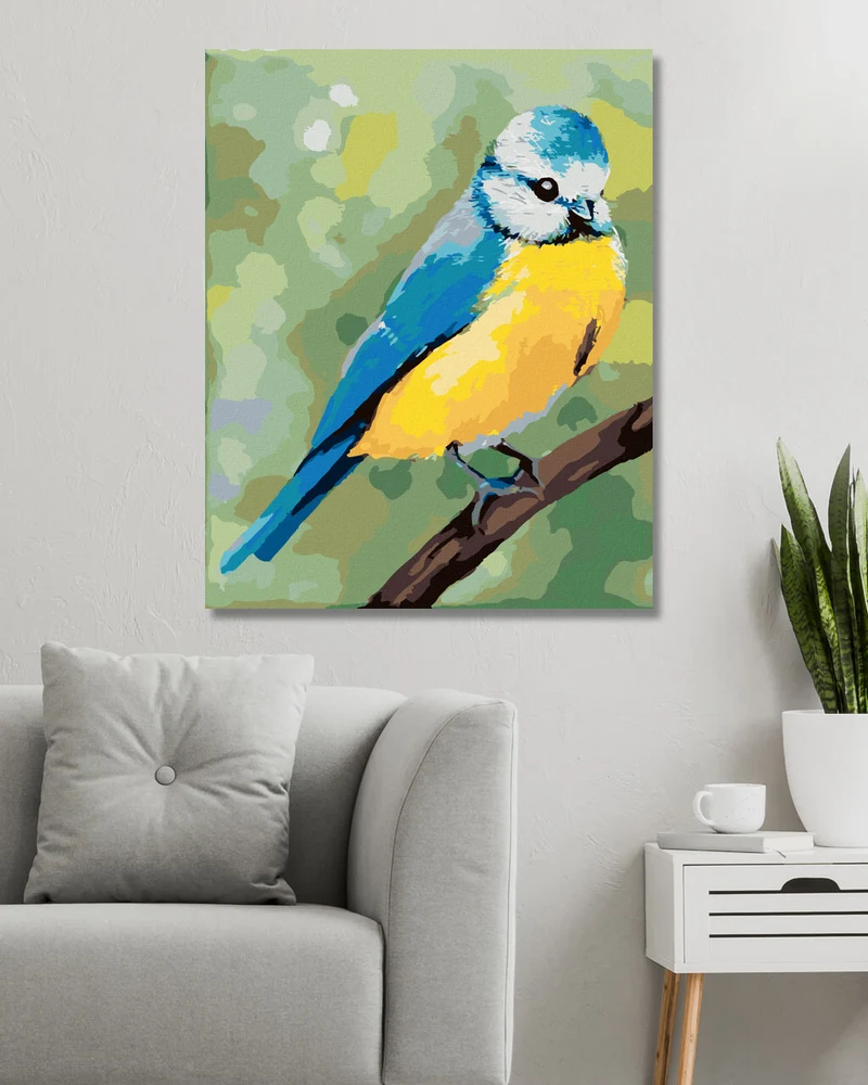 Diamond painting - BLAUER VÖGELCHEN AUF EINEM ZWEIG SITZEND(MYROSLAVA VOLOSCHUK)