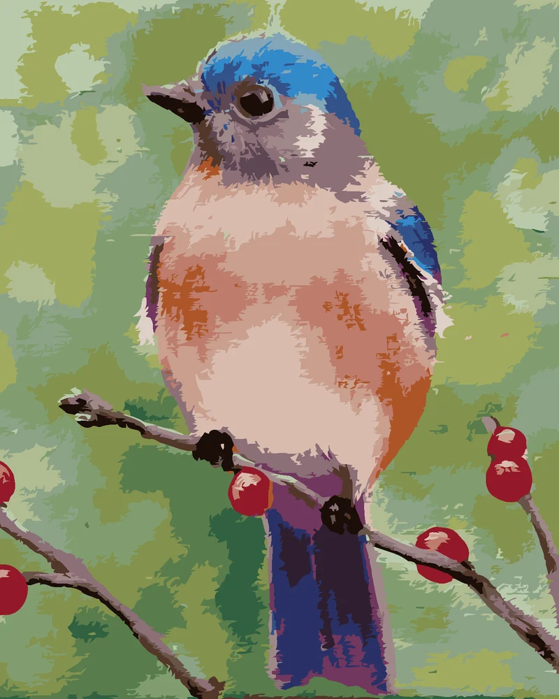 Diamond painting - BLAUER VÖGELCHEN AUF EINEM ZWEIG (MYROSLAVA VOLOSCHUK)