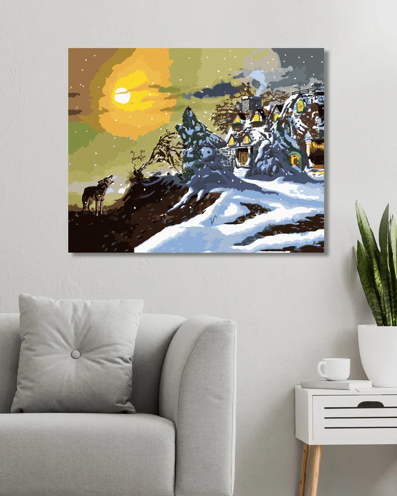 Diamond painting - HEULENDER WOLF, TIGER UND EIN SITZ (D. RUSTY RUST)