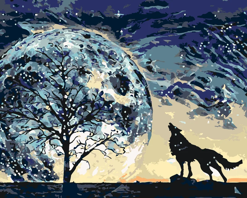 Diamond painting - DER WOLF HEULT DEN PLANETEN AN