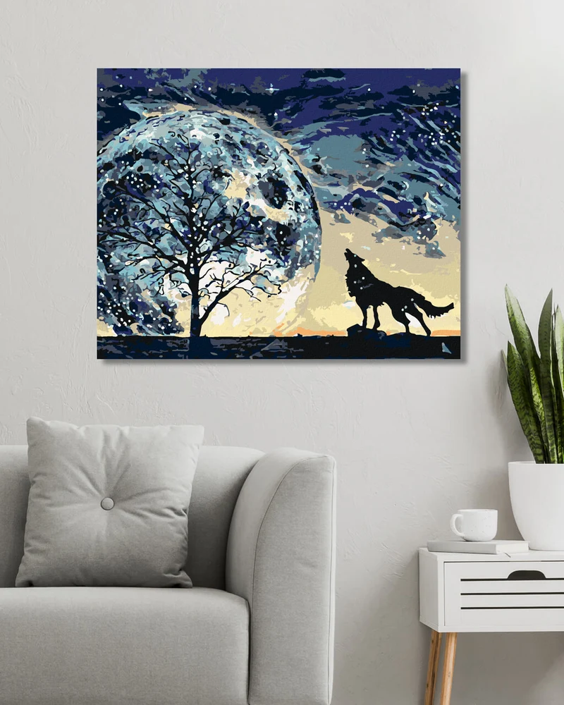 Diamond painting - DER WOLF HEULT DEN PLANETEN AN