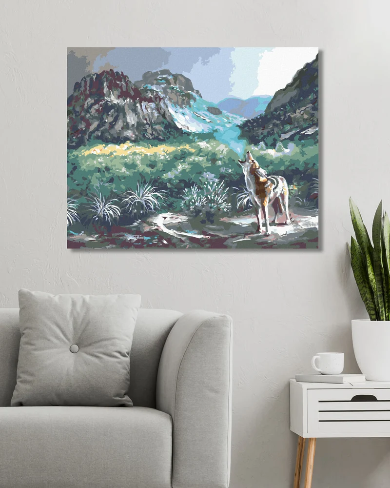 Diamond painting - HEULENDER KOJOTE UND BERGE (D. RUSTY RUST)