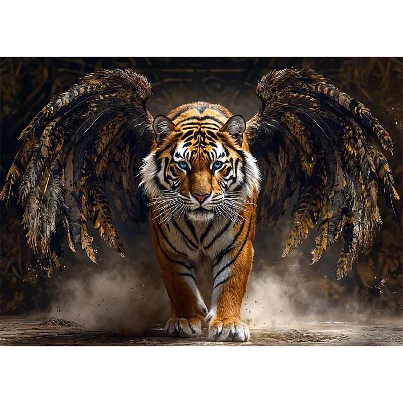 5D Diamond Painting – Tiger mit Flügeln der Macht