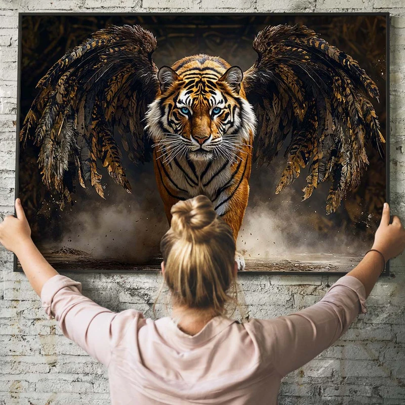5D Diamond Painting – Tiger mit Flügeln der Macht