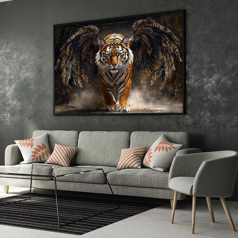 5D Diamond Painting – Tiger mit Flügeln der Macht