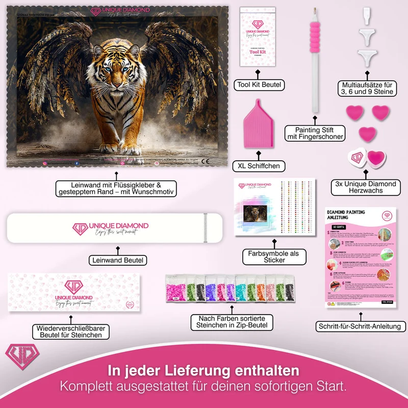 5D Diamond Painting – Tiger mit Flügeln der Macht