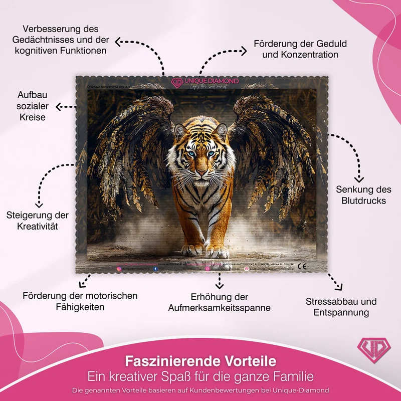 5D Diamond Painting – Tiger mit Flügeln der Macht