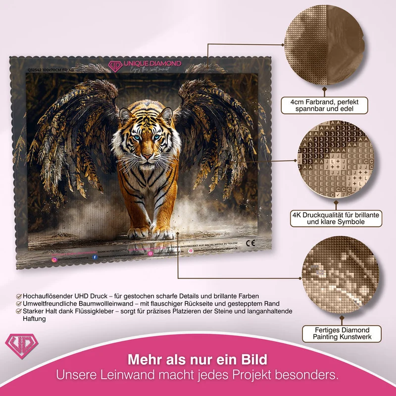 5D Diamond Painting – Tiger mit Flügeln der Macht