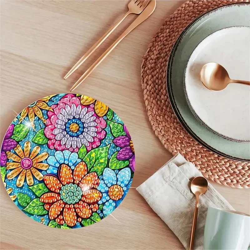 5D Diamond Painting Untersetzer – Farbenfrohe Blütenpracht