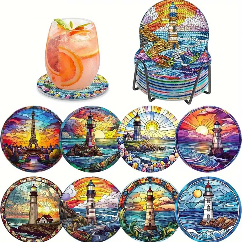 5D Diamond Painting Untersetzer – Küstenlichter