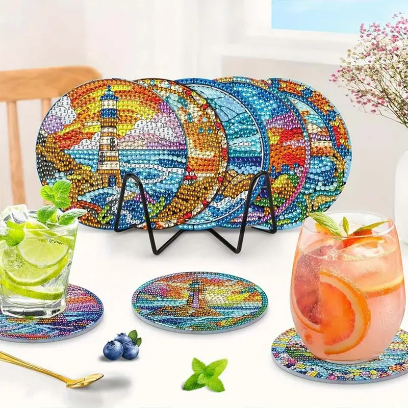 5D Diamond Painting Untersetzer – Küstenlichter