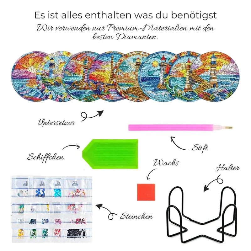 5D Diamond Painting Untersetzer – Küstenlichter