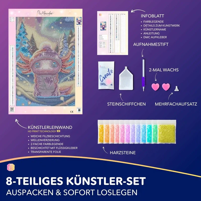Diamond Painting - Axolotl im Urlaub