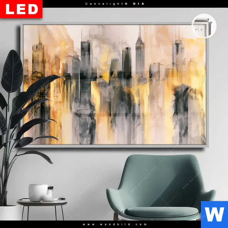 Leuchtbild Acrylglas Canvalight® DIA | Metropole im Morgenlicht | Querformat