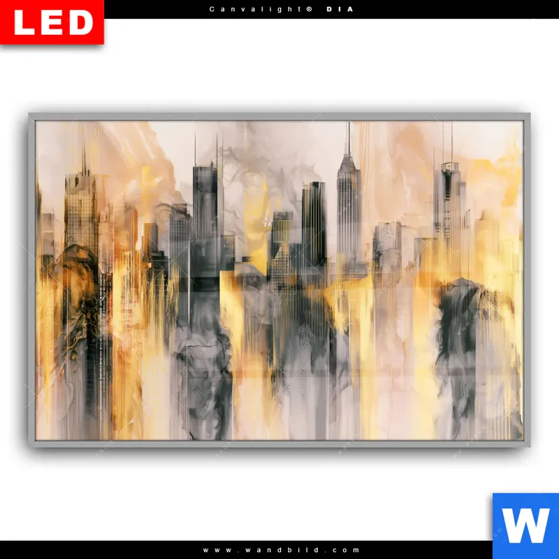Leuchtbild Acrylglas Canvalight® DIA | Metropole im Morgenlicht | Querformat