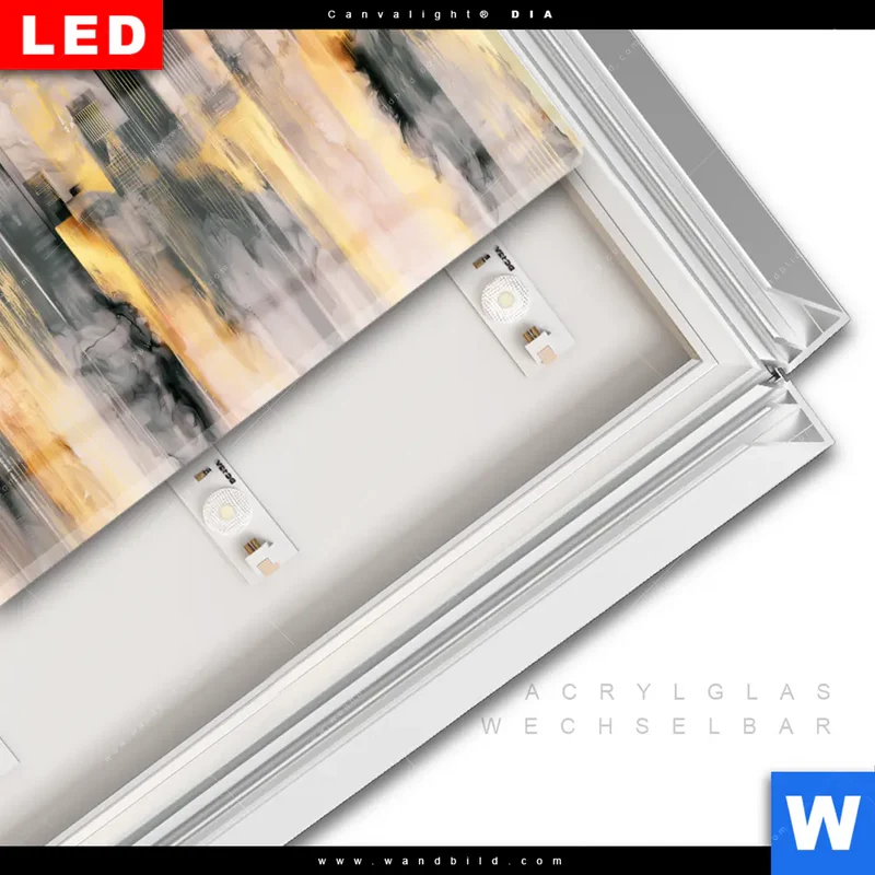 Leuchtbild Acrylglas Canvalight® DIA | Metropole im Morgenlicht | Querformat