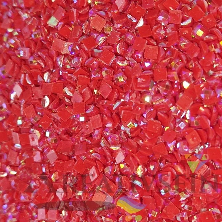 DMC 666 Christmas Red LT- eckige Steine - Aurora Borealis (AB) - Diamond Painting