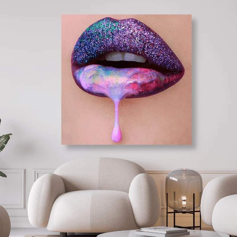 Mund mit Pink und Lila Lippen - 5D DIY Diamond Painting