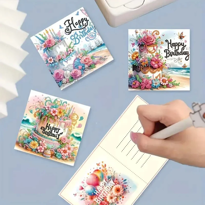 5D Diamond Painting Grußkarten Happy Birthday 6 Stück