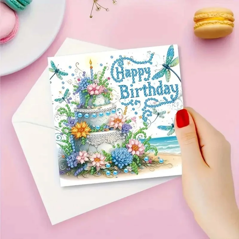 5D Diamond Painting Grußkarten Happy Birthday 6 Stück