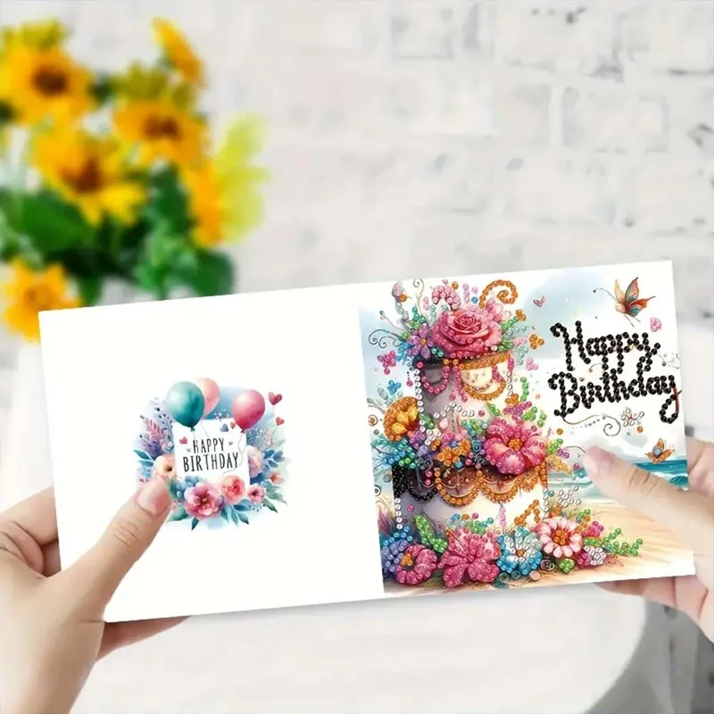 5D Diamond Painting Grußkarten Happy Birthday 6 Stück